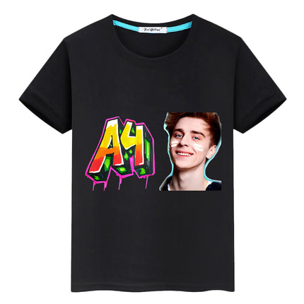 а4 мерч 100%Cotton Print T-shirt Short Tops boys girl clothes y2k one piece Summer Влад Бумага a4 Anime Tees Casual kids clothes