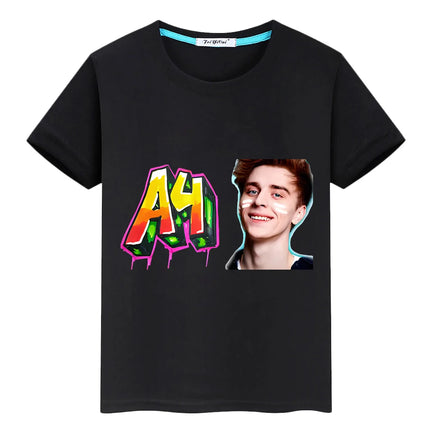 а4 мерч 100%Cotton Print T-shirt Short Tops boys girl clothes y2k one piece Summer Влад Бумага a4 Anime Tees Casual kids clothes