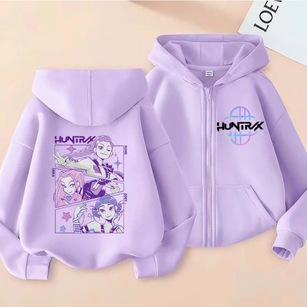Y2k  Zip Up Sweatshirts Kpop Demon Hunters Hoodie Coat Children Clothes Kid Girl Boy Sweatshirt Zipper Hoody Baby Casual Top