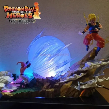 22cm Anime Dragon Ball Z Figure Son Goku VS Buu Battle Goku Figure GK Figurine Model Pvc Statue Collectible Decoration Doll Toys