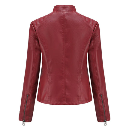 Faux Leather Jacket Women 2025 Spring Autumn Coat Moto Biker Zipper Jacket Woman Outerwears Black Brown Red Pink Coffee XS XXL