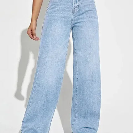 2025 new mid-waist straight jeans women's loose slimming all-match