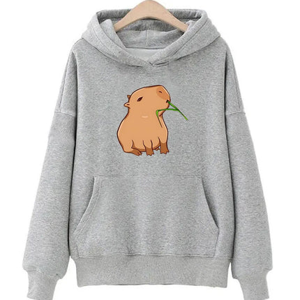 Funny Capybara Print Hoodies for Teen Girls Kawaii Cartoon Top Sweatshirts Boy Unisex Fashion Harajuku Graphic Hooded Pullover