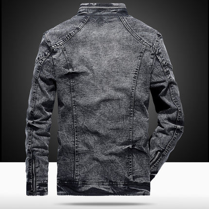 Men's Vintage Denim Jacket ,Gray, Blue Cotton Coat Men, Spring and Autumn New Male TopsOvercoat Man Outerwear