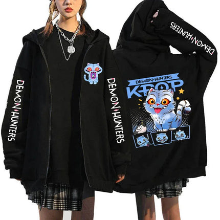 Hot Movie Kpop Demon Hunters Saja Boys Tigers Zip Up Hoodies Women Men Funny Zipper Sweatshirts Y2k Clothes Mange Vintage Hoody