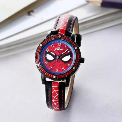 Disney Spider man Children Watches Captain Leather Quartz Kids WristWatch The Men Clock Gifts Toys