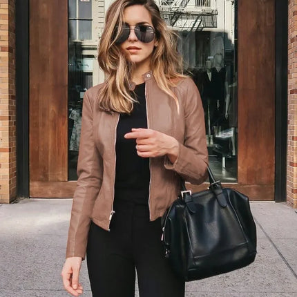 Fashionable Women's PU Leather Suit Jacket New Arrival Autumn Winter Small Outerwear Stylish EBay Style Wish Product