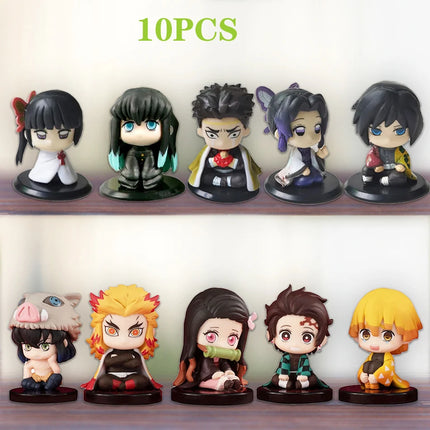5 Style/Set Q Version Demon Slayer Sitting Ghost Doll Tanjiro Nidouzi Inosuke Zenizu Figure Action Figure Movie Model Toys Doll