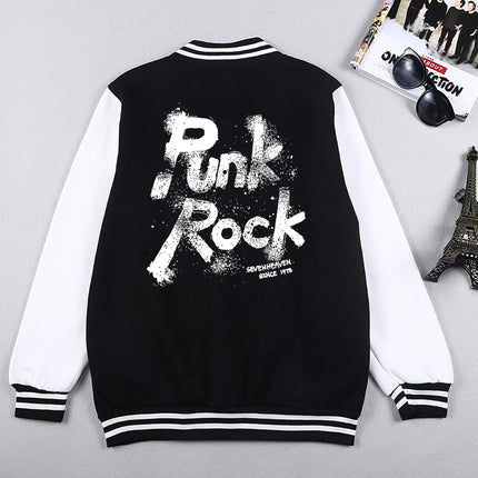 Punk Rock Letter Print Men Jackets Office Lady Loose Baseball Jersey Casual S-5Xl High Street Preppy Style High Street Tops