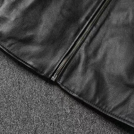 Vintage Black Brown Real Cowhide Genuine Leather Jacket Real Fur Men's Leather Jacket Bomber Men Leather Jacket Motorcycle Coat