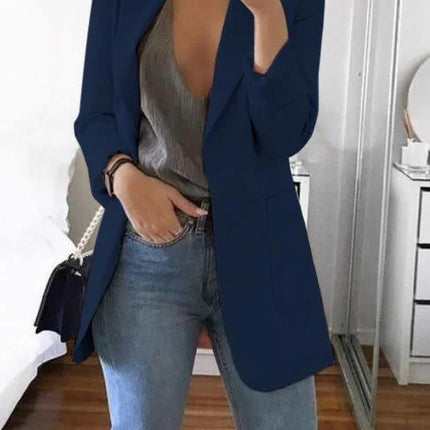 Women Lapel Slim Cardigan Suit Coat Fashion Casual Suit Polo Neck Slim Fit Blazer Long Sleeve Jacket Coat