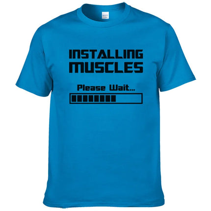 Summer New Tshirts Installing Muscles Please Wait Loading Bar Funny Print T Shirt Men Women  Cotton Short Sleeve Cool Tees #310