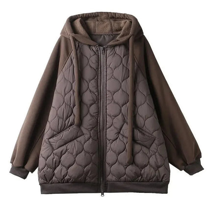Light Down Cotton Suit 2023 Winter New Korean Version Temperament Mother Pack Padded Jacket Hooded Loose Cotton Clothes Female X