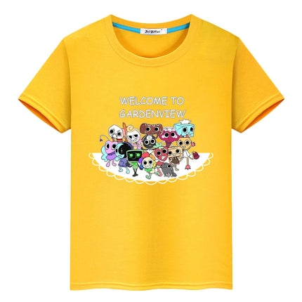 Dandys World print Cartoon 100%Cotton t shirt for kids boy 10year anime Tees Tops Short pride tshirt y2k one piece girls clothes