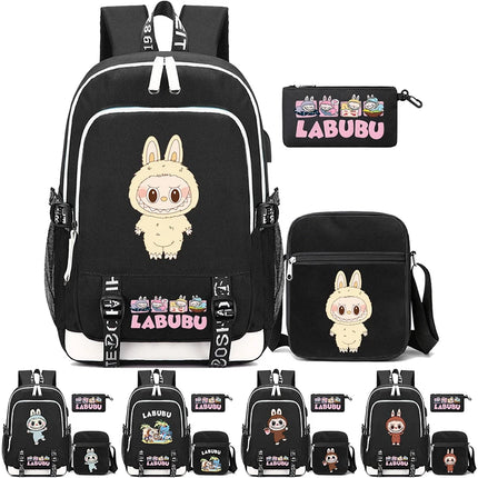 3Pcs/set Cute Backpack Shoulder Bag Pencil Case Boy Girl Teen Student Backpack Schoolbag Women Large Capacity Travel Bag Mochila