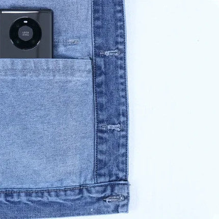 Male Jean Coats Blue Button Men's Denim Jacket Autumn Cheap Price Stylish New in Y2k One Piece of Fabric Low Cost Cowgirl Size L