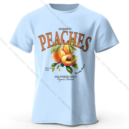 Lightweight Yellow Peach Graphic Tee 100% Cotton - Delicate Watercolor Style Breathable & Trendy Summer Top