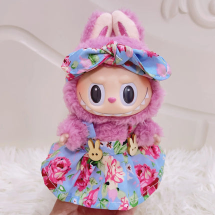 Labubu 15cm/17cm Doll Clothing Sitting Party Strawberry Tank Top Skirt Paired With Princess White Shoes Princess Baby Clothes