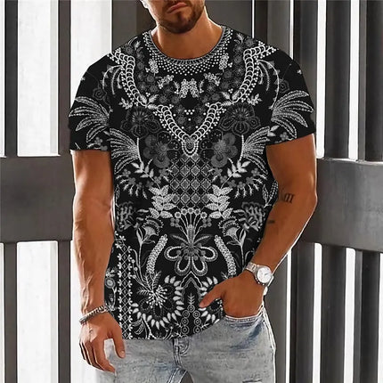 Summer Fashion National Characteristic Clothing Printed Men's And Women's Casual Round Neck Short Sleeve Hip Hop Street T-shirt
