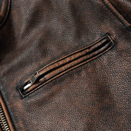 2025 New Leather Jacket Top Layer 100% Cowhide Leather Clothes Men's Stand Collar Motorcycle Clothes  Autumn Winter Plus Size