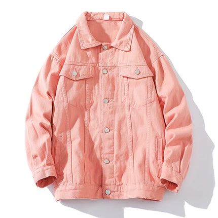Fashion Casual Denim Jacket Men, Single-breasted Square Collar Long-sleeved Coat, Blue, Green, Gray, Black, Yellow, White,Purple