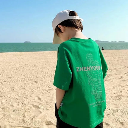 Boys And Girls Short-sleeved Bottoming Shirts Spring And Summer Middle-aged Children's T-shirt Children's Clothing