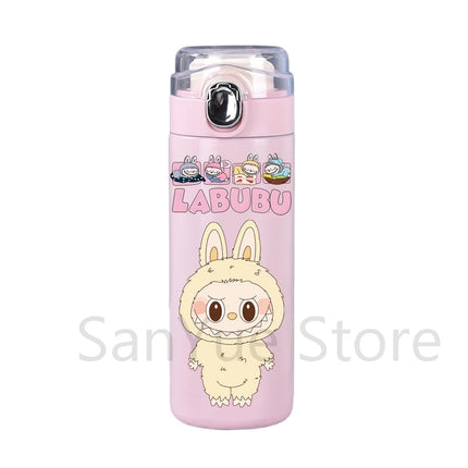 400Ml Water Bottle Cartoon Printed Thermos Cup Pocket Stainless Steel Thermal Coffee Mug Vacuum Insulated Flask Cup Kid Gift