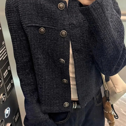 Short Sleeveless Crew Neck Jacket Women's Fashion Slim Fit High End Sensation Retro Ladylike Perfume Style Spring New Arrival