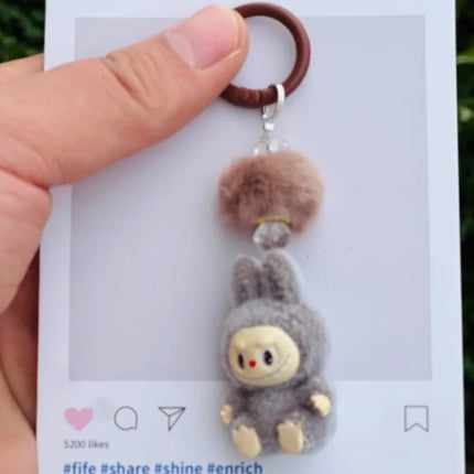 New Mini Standing and sitting postures Monster Car Keychain Flocking doll Bag Cell Phone Charm Pendant Backpack Decoration Gift
