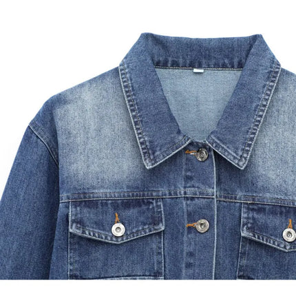 ZMEENNA 2025 Blue Denim Jacket For Women Long Sleeve Button Up Casual Top With Pockets Stylish Fashionable Trendy ZM699