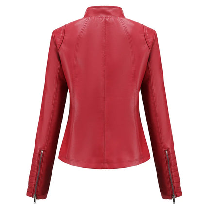 2025 Women's Leather Jacket Spring Autumn Thin Motorcycle Suit European Size Leather Jacket Short Fashion Women's Jacket