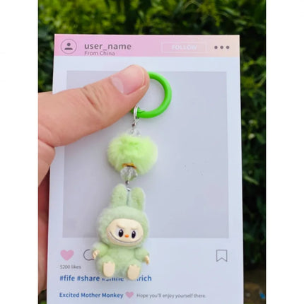 New Mini Standing and sitting postures Monster Car Keychain Flocking doll Bag Cell Phone Charm Pendant Backpack Decoration Gift