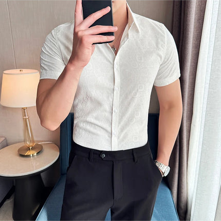 2025 Summer New Flower Shirts Men Short Sleeve Retro Casual Shirts Fashion Versatile Business Slim Social Party Tuxedo Blouse