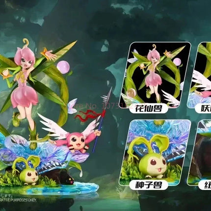 20cm Digimon Figures Lillymon Picklemon Anime Figure Tanemon Nyokimon Figurine Statue Model Collection Room Decoration Desk Toys
