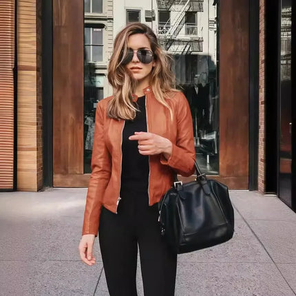 Fashionable Women's PU Leather Suit Jacket New Arrival Autumn Winter Small Outerwear Stylish EBay Style Wish Product