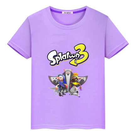 Splatoon print t shirt for kids boy 10year Cartoon 100%Cotton Short anime Tees Tops pride tshirt y2k one piece girls clothes