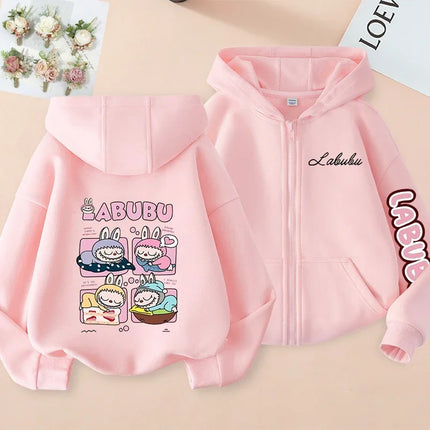 2025 Pop-mart Labubu Children's Coat Anime Cartoon Fashion Loose Coat Boys And Girls Autumn Hip-hop Sweatshirt Adult Clothing