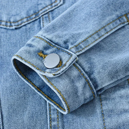 Vintage Women Jacket 2024 Autumn Winter Oversize Denim Jackets Washed Blue Jeans Coat Turn-down Collar Outwear Bomber Jacket