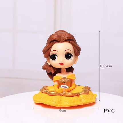 10cm Q Posket Princess Tiana Snow White Rapunzel Ariel Cinderella Belle Mermaid PVC Action Figures Model Toys Kid Gift