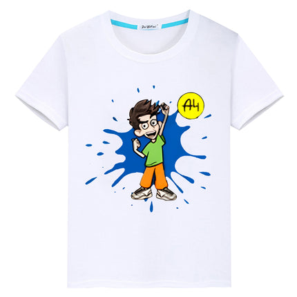 Влад А4 Бумага Kawaii 100% Cotton  T-shirt boys Tops y2k one piece мерч A4 pride tshirt Print Short anime Tees kids clothes girl