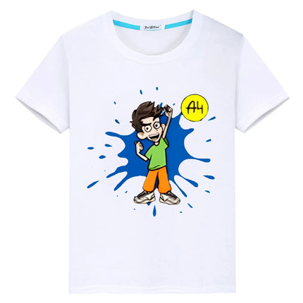 Влад А4 Бумага Kawaii 100% Cotton  T-shirt boys Tops y2k one piece мерч A4 pride tshirt Print Short anime Tees kids clothes girl