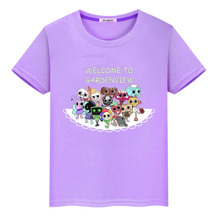 Dandys World print Cartoon 100%Cotton t shirt for kids boy 10year anime Tees Tops Short pride tshirt y2k one piece girls clothes