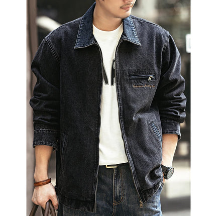 2024 Spring and autumn tide brand American vintage to do old denim coat men casual cargo jacket men