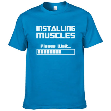 Summer New Tshirts Installing Muscles Please Wait Loading Bar Funny Print T Shirt Men Women  Cotton Short Sleeve Cool Tees #310