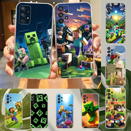 M-Mine-craft Phone Case For Samsung Galaxy A52 A12 A51 S21 Edge S22ULTRA S23 S20LITE Plus Ultra Transparent Cover