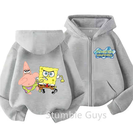 Spongebob Pie Big Star Squidward Kawaii Kids zipper hoodie print Fall/Winter comfortable loose top for boys and girls