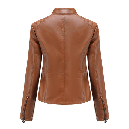 Faux Leather Jacket Women 2025 Spring Autumn Coat Moto Biker Zipper Jacket Woman Outerwears Black Brown Red Pink Coffee XS XXL