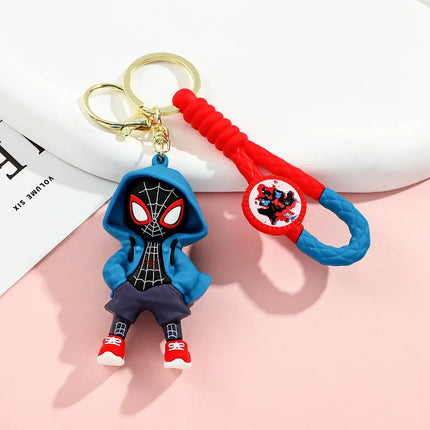 Cartoon Marvel Spiderman Keychains Cute Pendant Keyrings Jewelry For Bag Collection Ornaments Accessories Birthday Toy Gifts