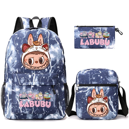 3Pcs/set Cartoon Printed Backpack Teenager Student Boy Girl Schoolbag Larger Capacity Bagpack Travel Bag Kid Gift Mochila