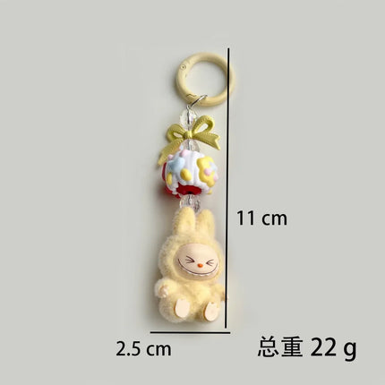 LAFUFU Kawaii Mini Keychains Flocking Backpack Pendant Key Chain LA-BU-BU Pendant Doll Cute Backpack Pendant Gifts for Girls